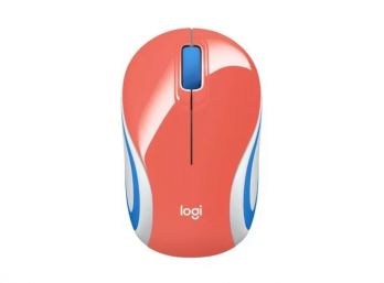 MOUSE INALAMBRICO (USB-N) LOGITECH MINI M187 (1000DPI) (BOTON X3) *CORAL (OFICINA)