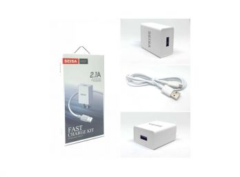 CARGADOR SEISA KIT FUENTE 2 PUERTOS USB + CABLE USB A MICRO USB 1M 2.1A (T-C02V)
