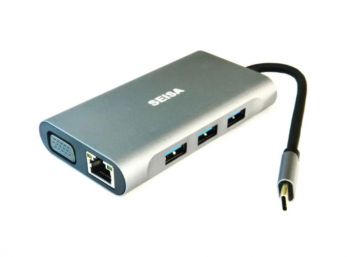 ADAPTADOR /CONVERSOR (7 EN 1) ENTRADA USB-C (M) A SALIDA X2 USB-A 2.0 /3.0 /HDMI /VGA /RED RJ45 (H)